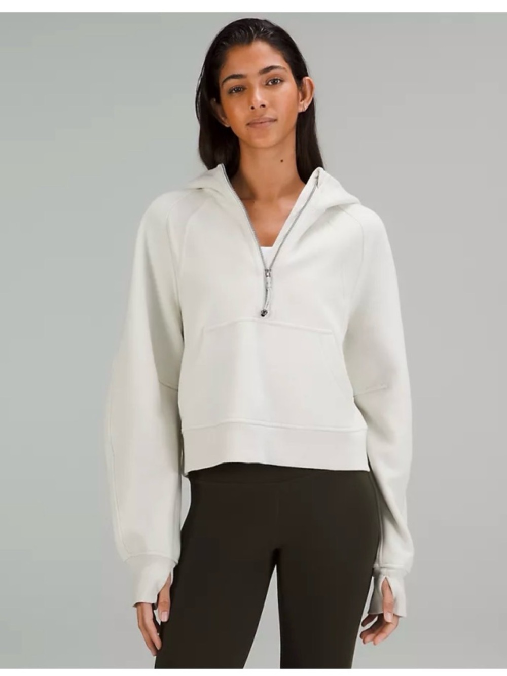 lululemon athletica Half-Zip Hoodie in Off-White